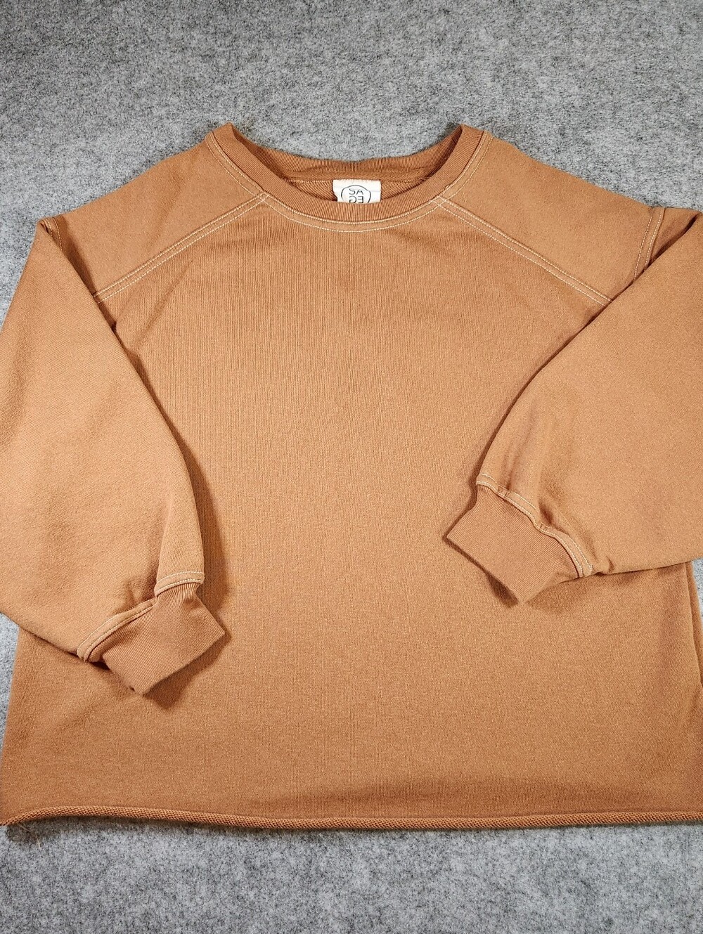 Sage Women's Crewneck Sweatshirt in Caramel Slight Crop Size Small